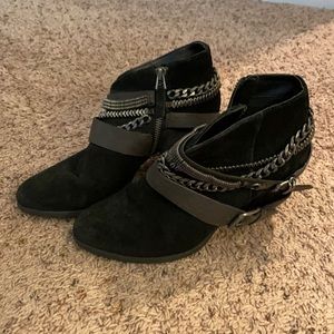 Trouve black chain booties